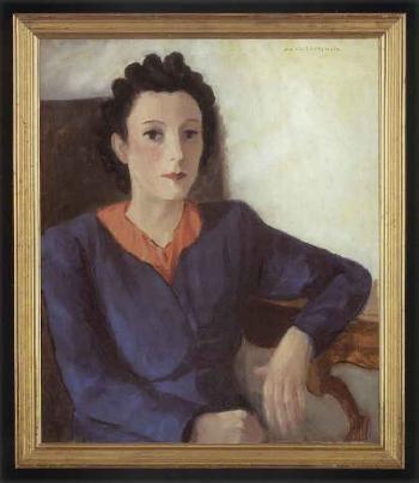 Portrait of woman in blue dress by Marie Laurencin