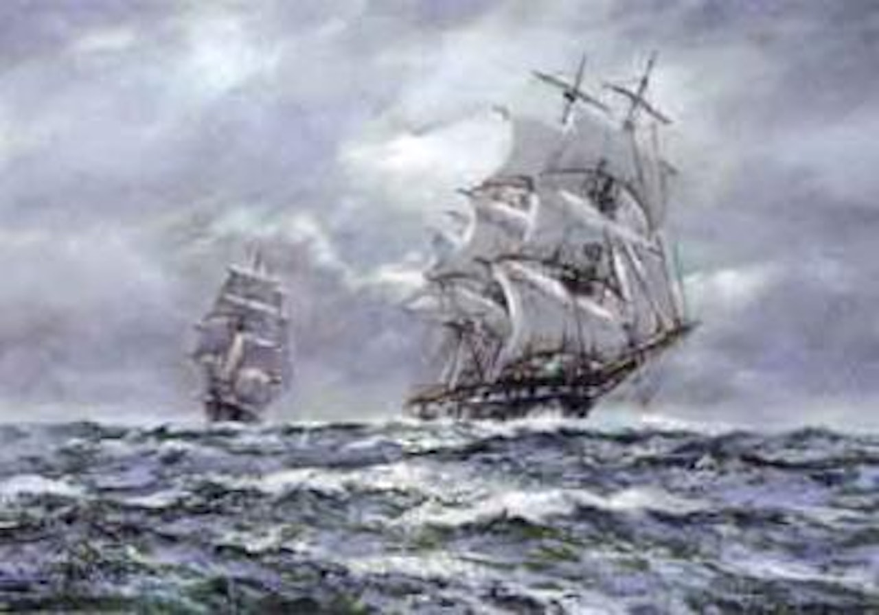 Atlantic night and black ball clipper Albion by Henry Scott