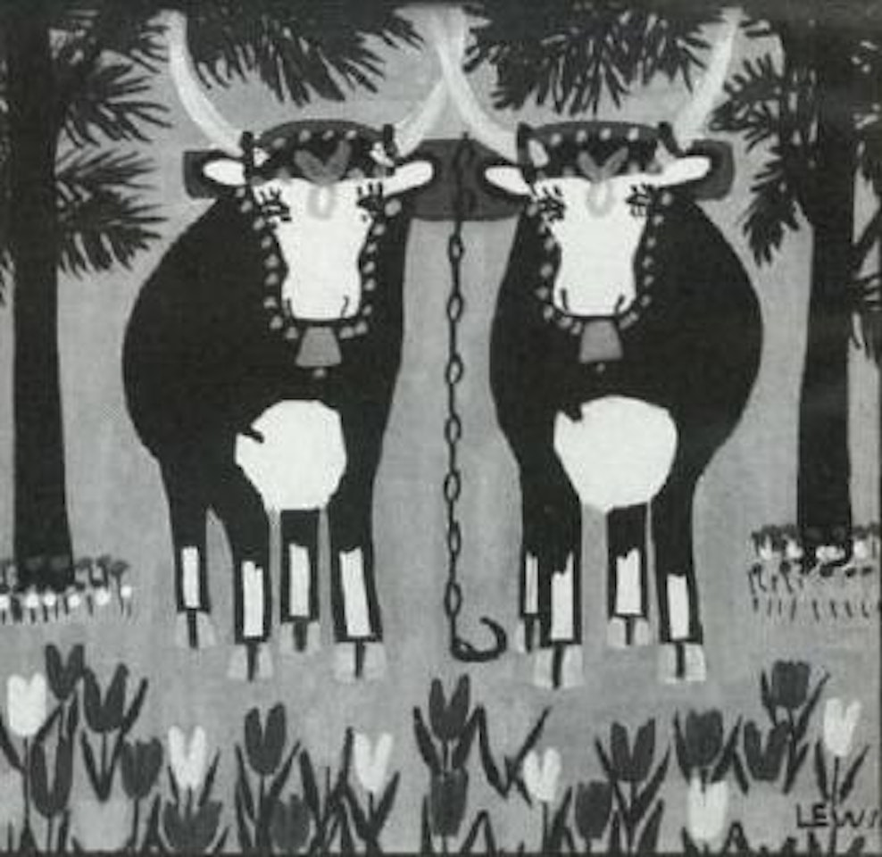 Untitled - oxen team by Maud Lewis