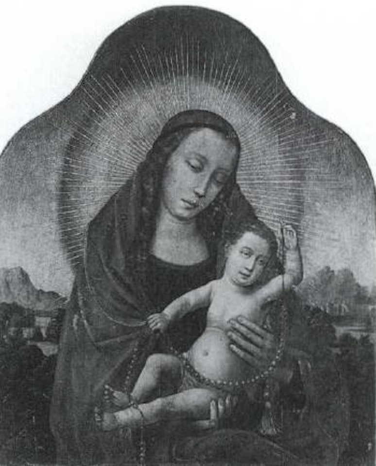 Virgin with the Christ Child holding a rosary by Netherlandish School