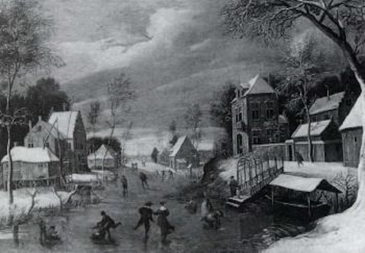 Winter landscape with ice skaters by Jan Abrahamsz. Beerstraten