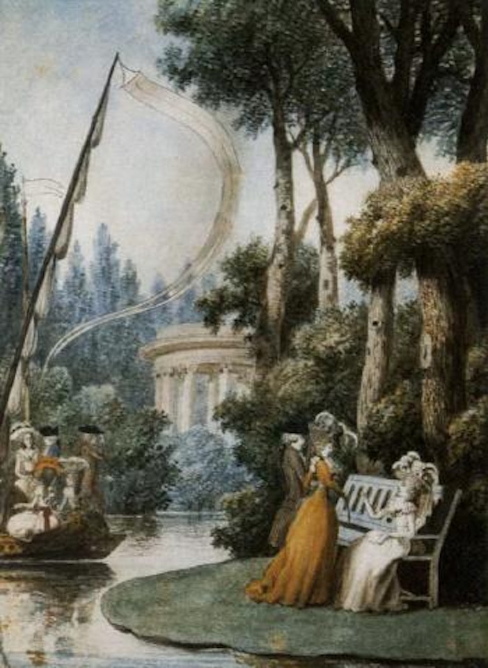 Elegant figures in a park by Louis Carrogis Carmontelle