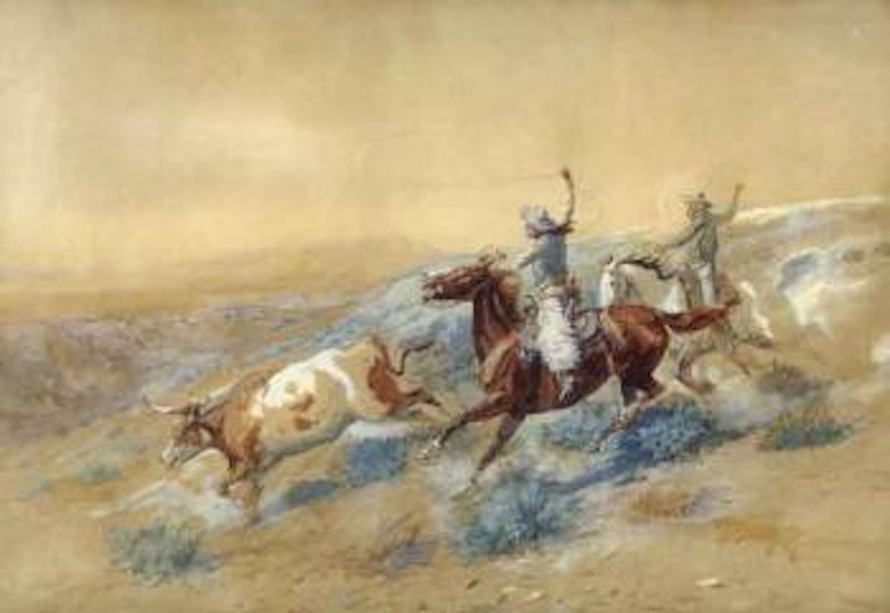 Buckaroos from the N-N on the Big Dry in Montana by Charles M Russell