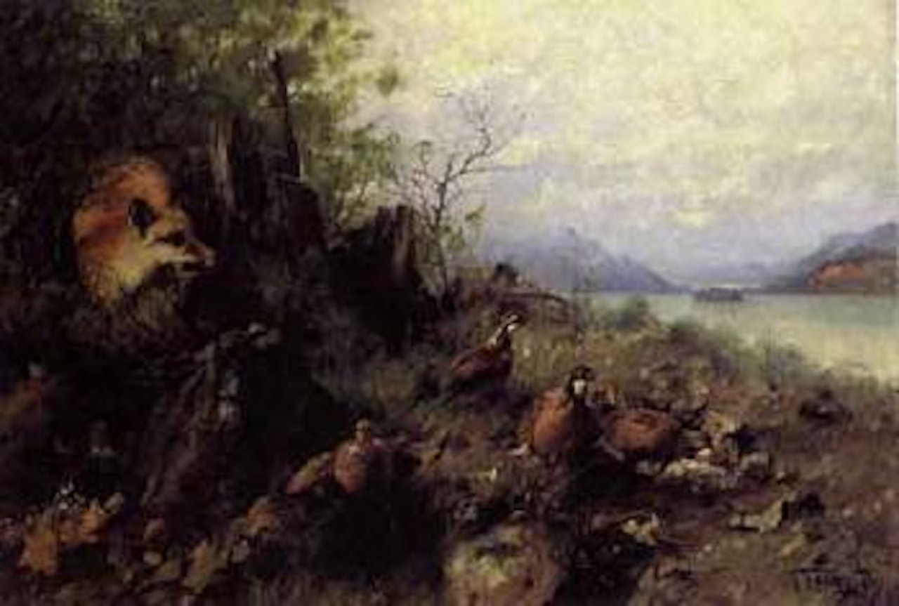 Fox and quail by John Fery
