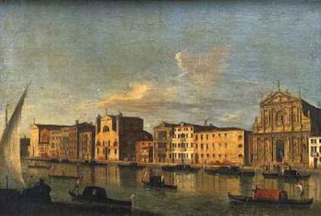 Le Grand Canal avec vue sur la facade de l'eglise de Scalzi et de Ste Lucie by Apollonio Domenichini