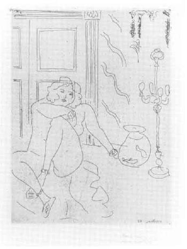 Nu dans un interieur avec lampe venitienne et poissons rouges by Henri Matisse