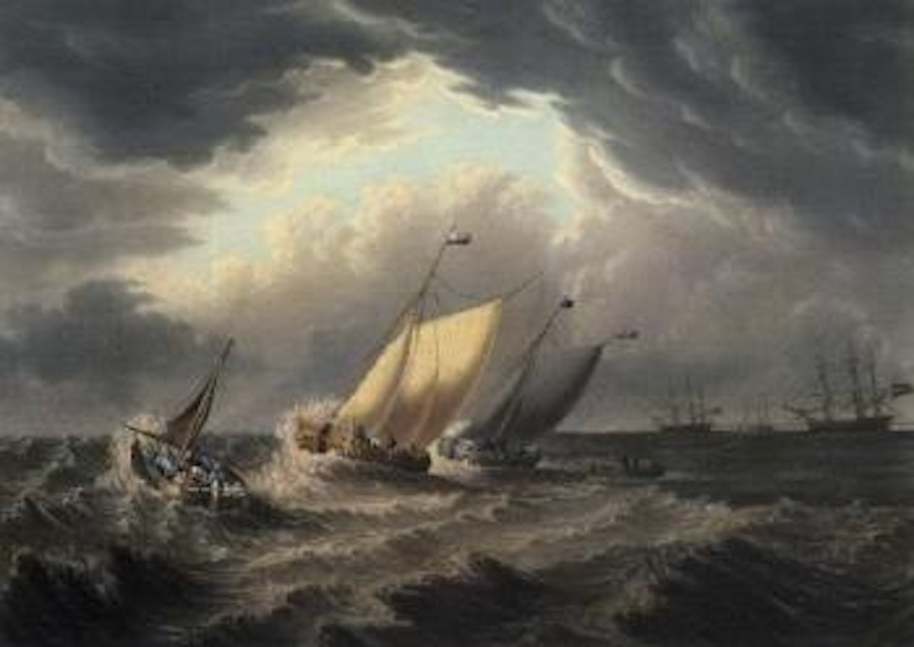 Vessels in stormy waters by Charles Martin Powell