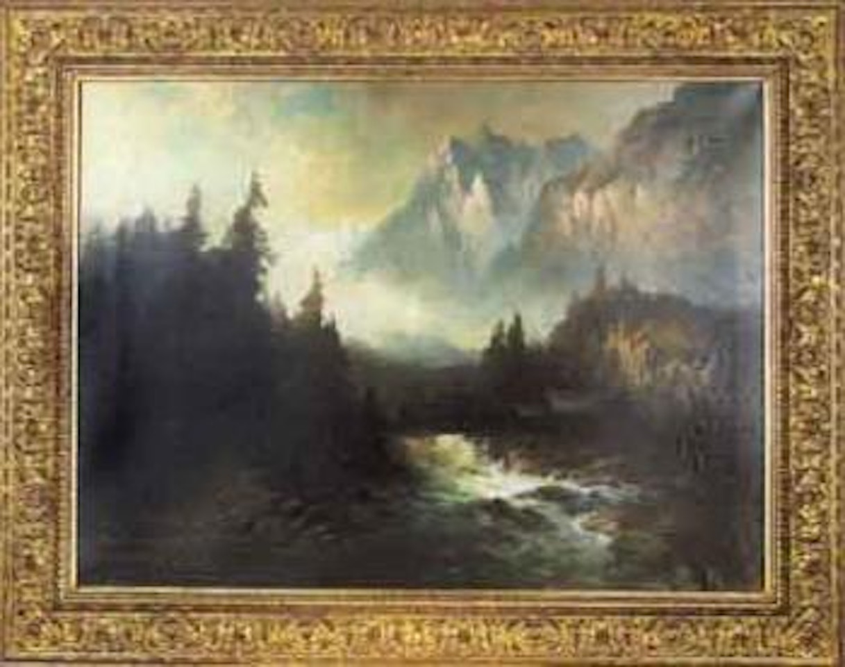 Mountain landscape with stream by Oskar Mulley