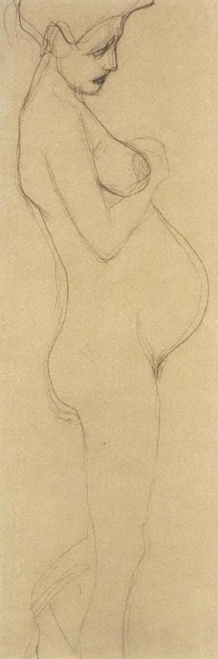 Female nude pregnant by Gustav Klimt