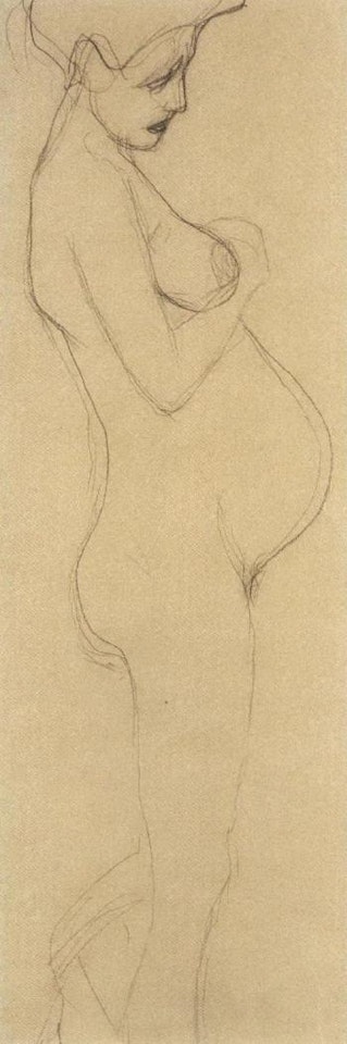 Female nude pregnant by Gustav Klimt