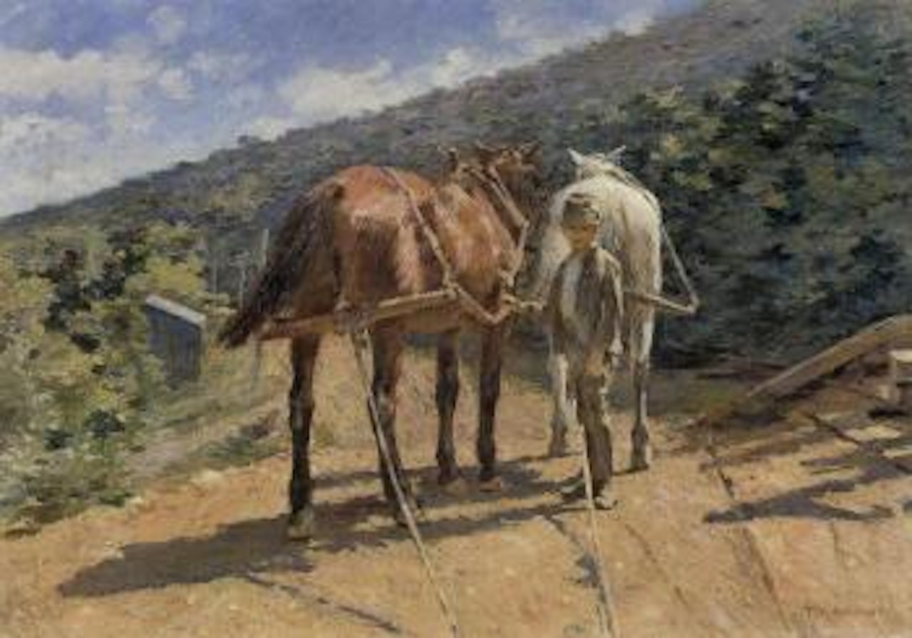 On the tow path a halt by Theodore Robinson