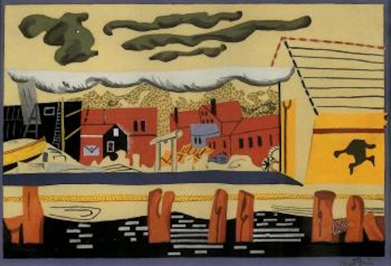 Red brick buildings by Stuart Davis