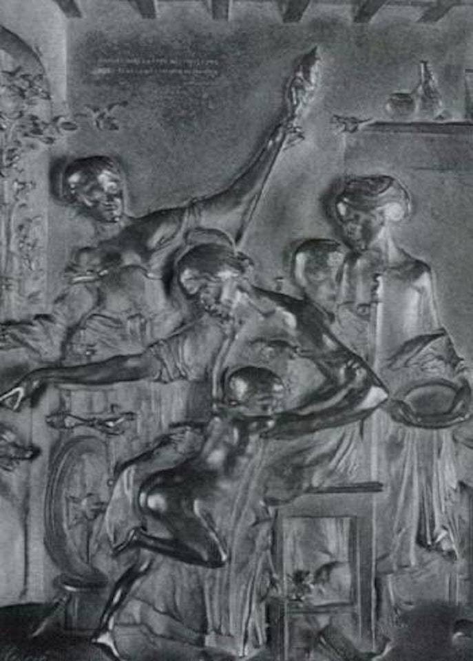 Households interior scene by Marius Jean Antonin Mercie