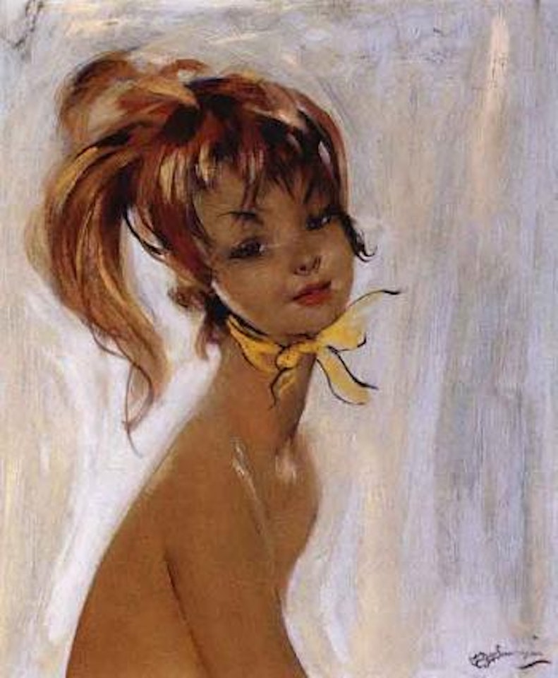Nu au foulard jaune by Jean Gabriel Domergue