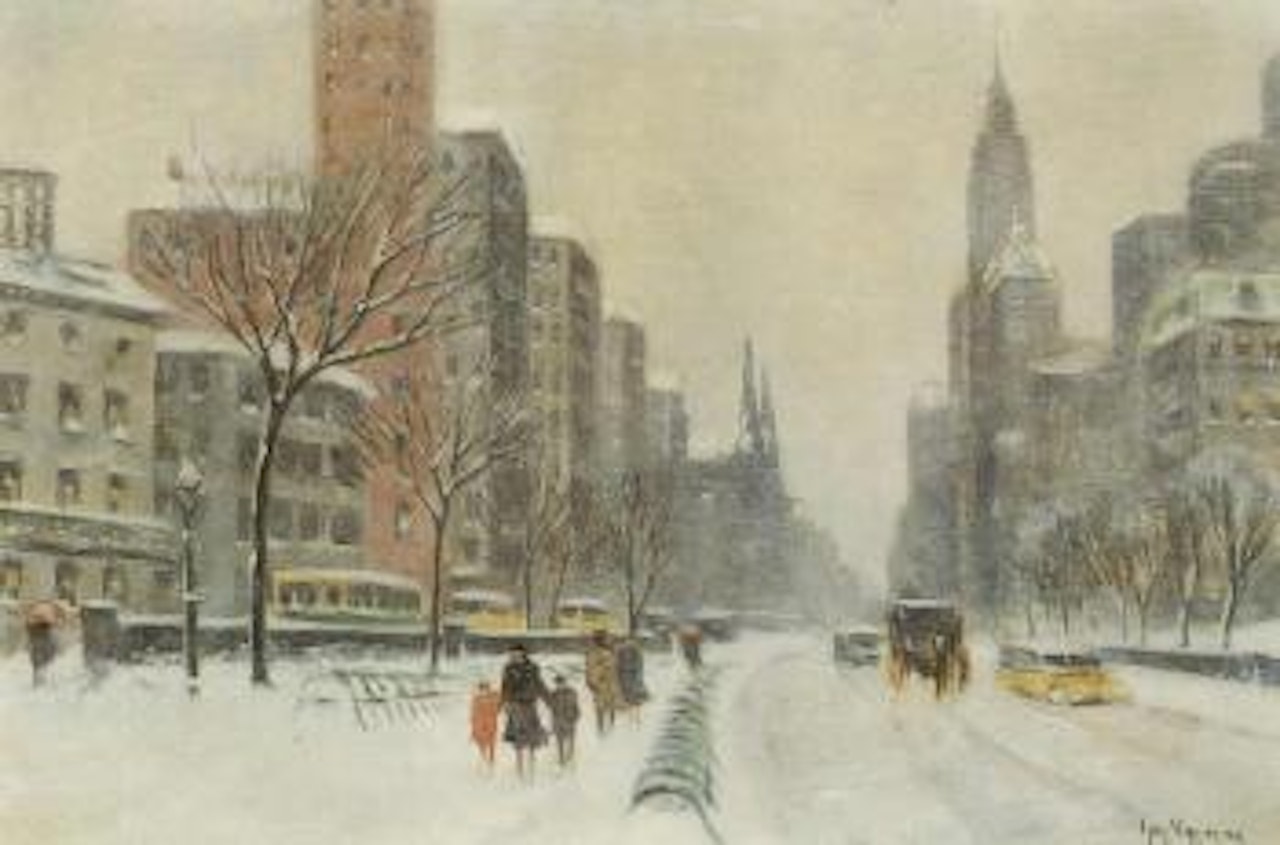 Winter's walk in Central Park by Guy Carleton Wiggins