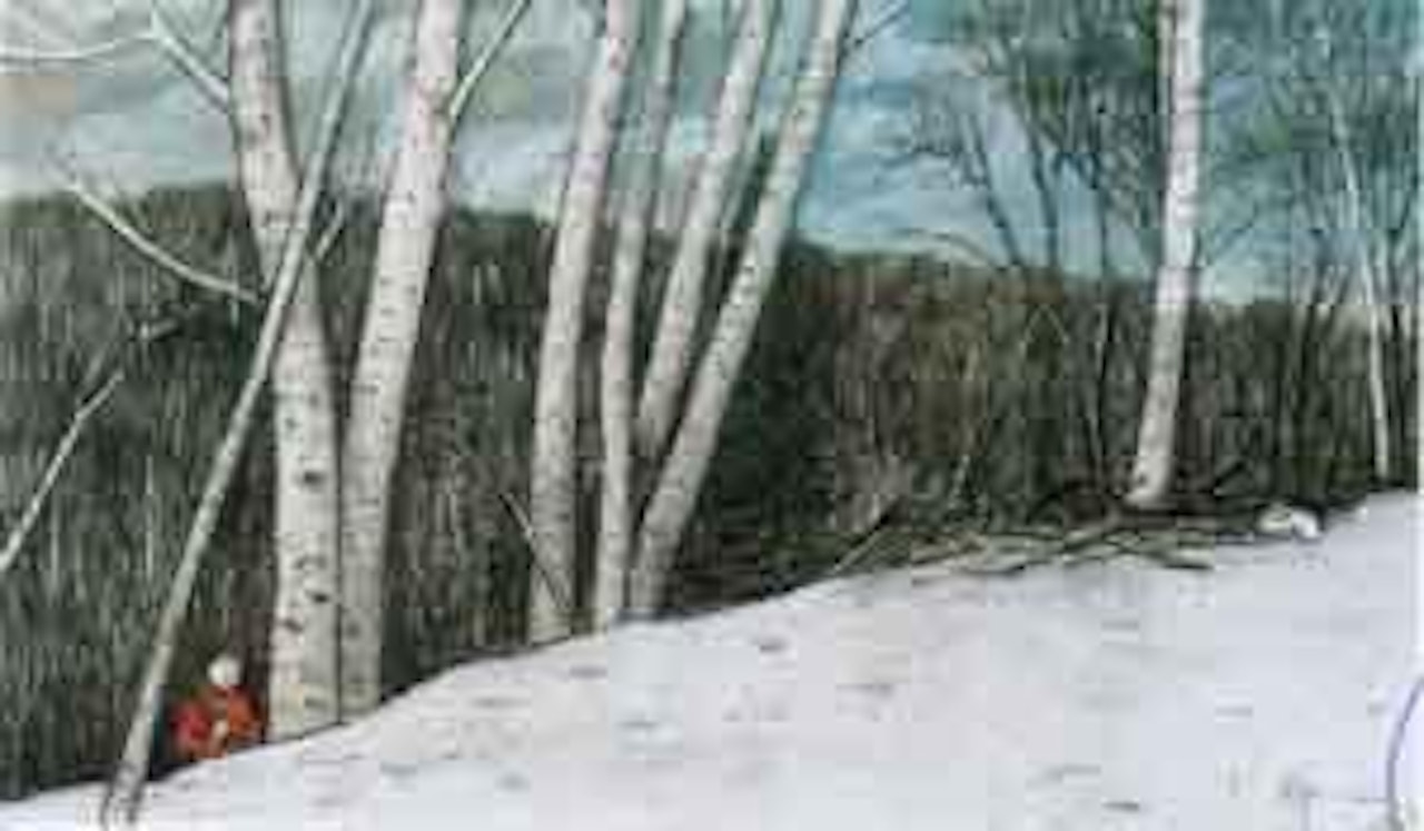 Hare hunting on warm winter's day by William Kurelek