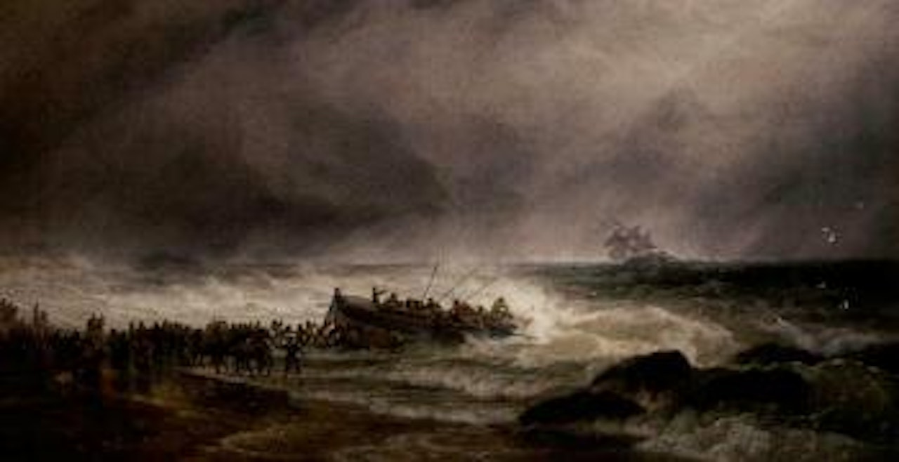 Launching the lifeboat by Edward Duncan