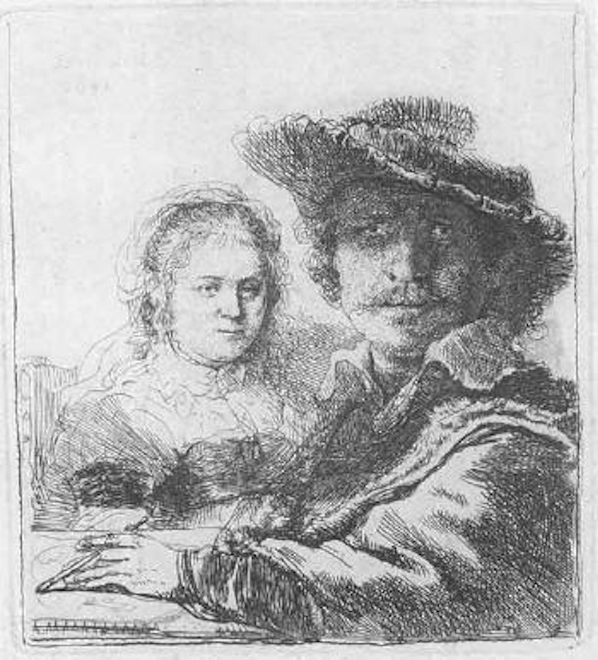 Self portrait with Saskia by Attributed to Rembrandt Harmensz van Rijn