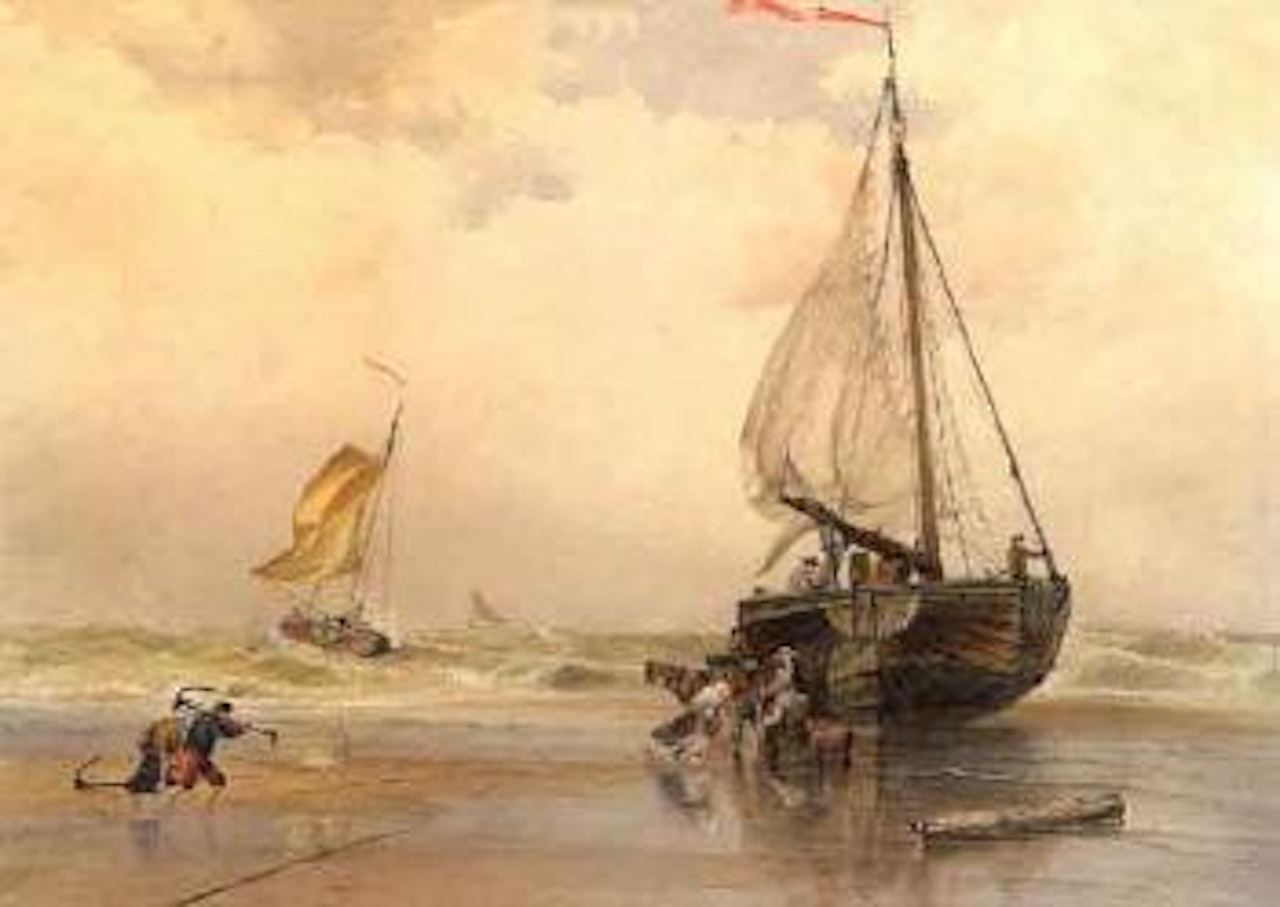 Low tide, Scherennigen, Holland by Thomas Bush Hardy