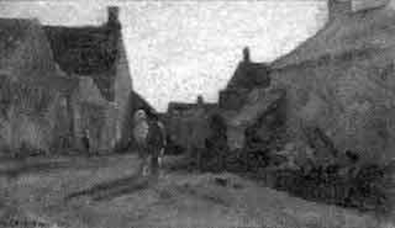 Village street by Henri Harpignies