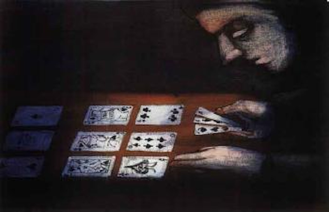 Girl playing cards by Charles Blackman