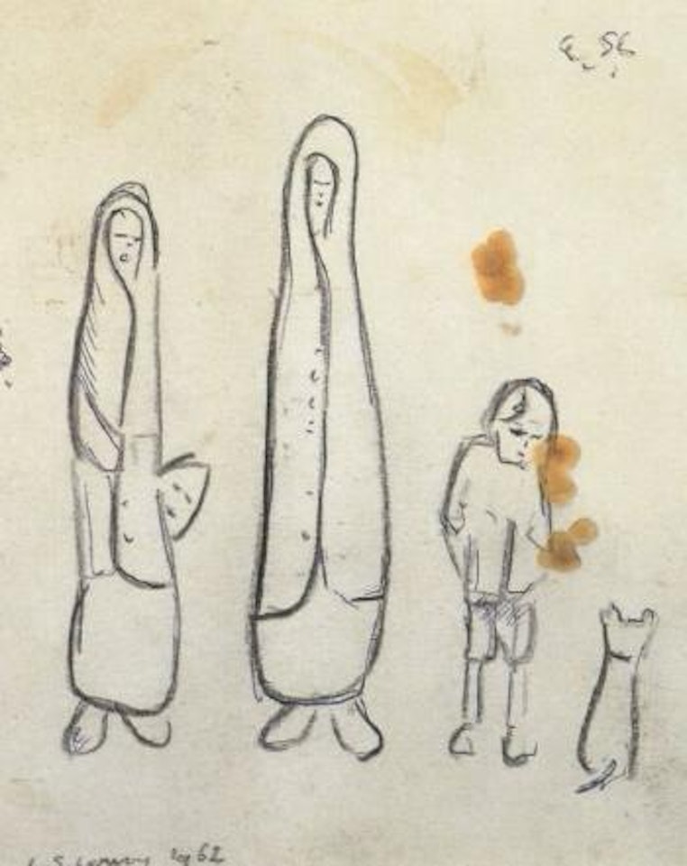 Standing figure with dog by Laurence Stephen Lowry
