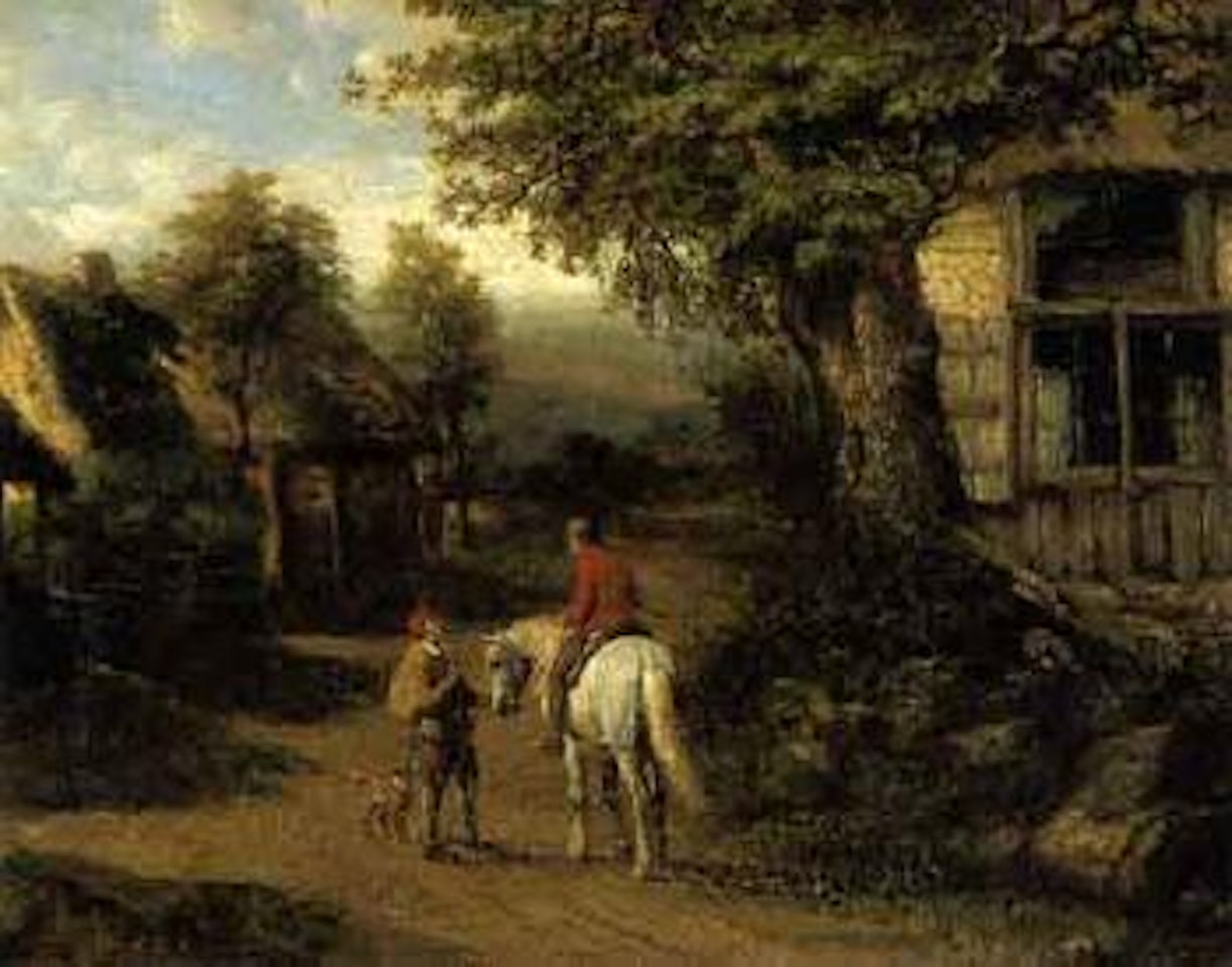 Travelers conversing on a pathway by Eugène Joseph Verboeckhoven