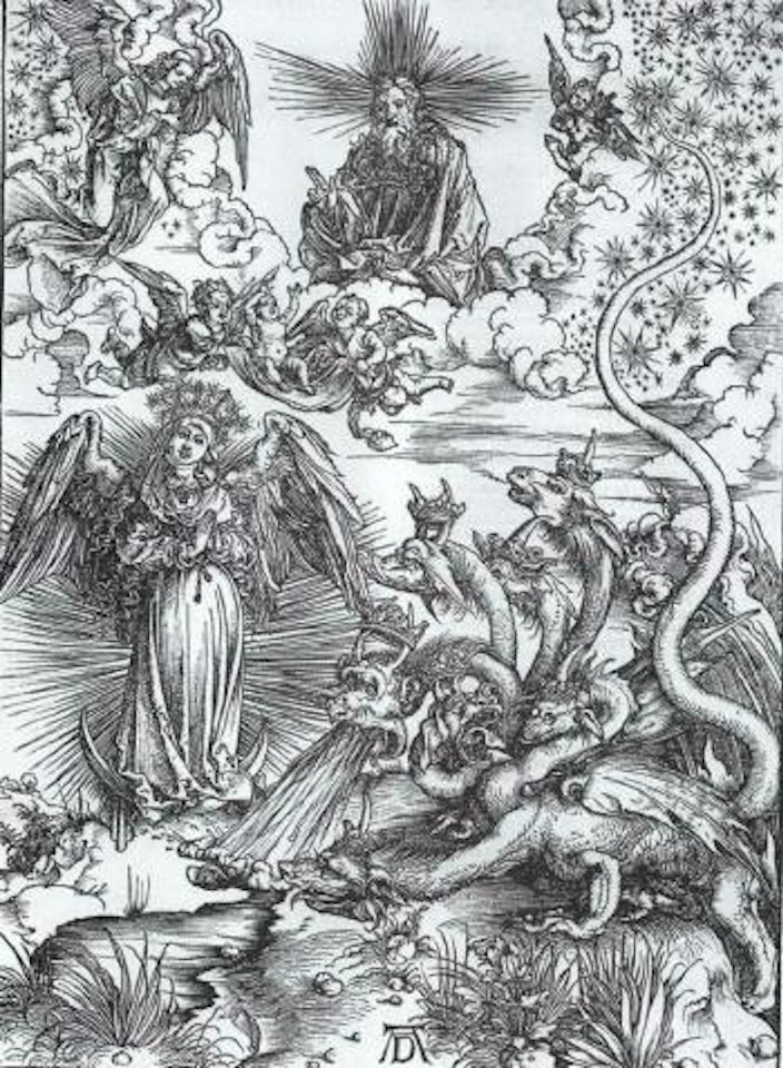 Sunmaid and seven headed dragon by Albrecht Dürer