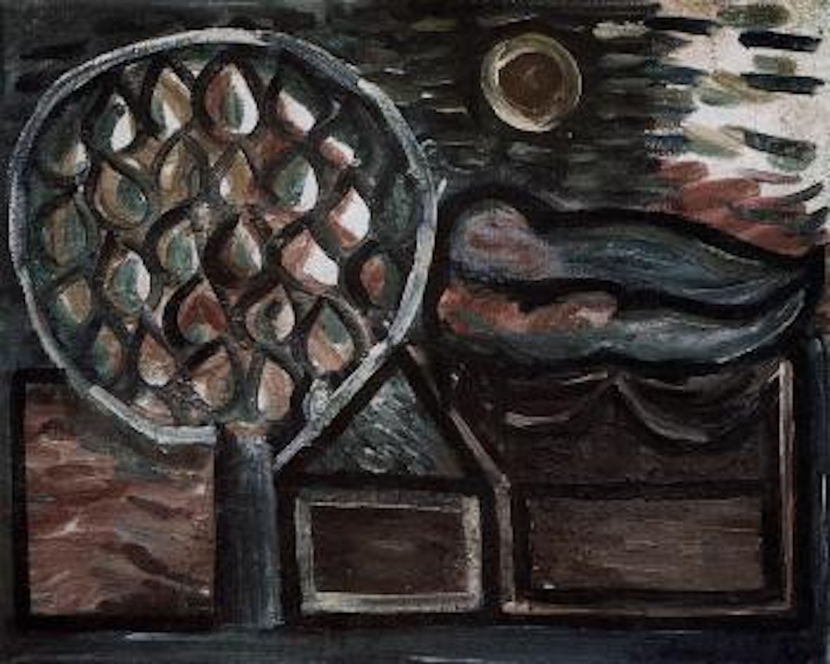 Lovers, tree and moon by Sidney Nolan