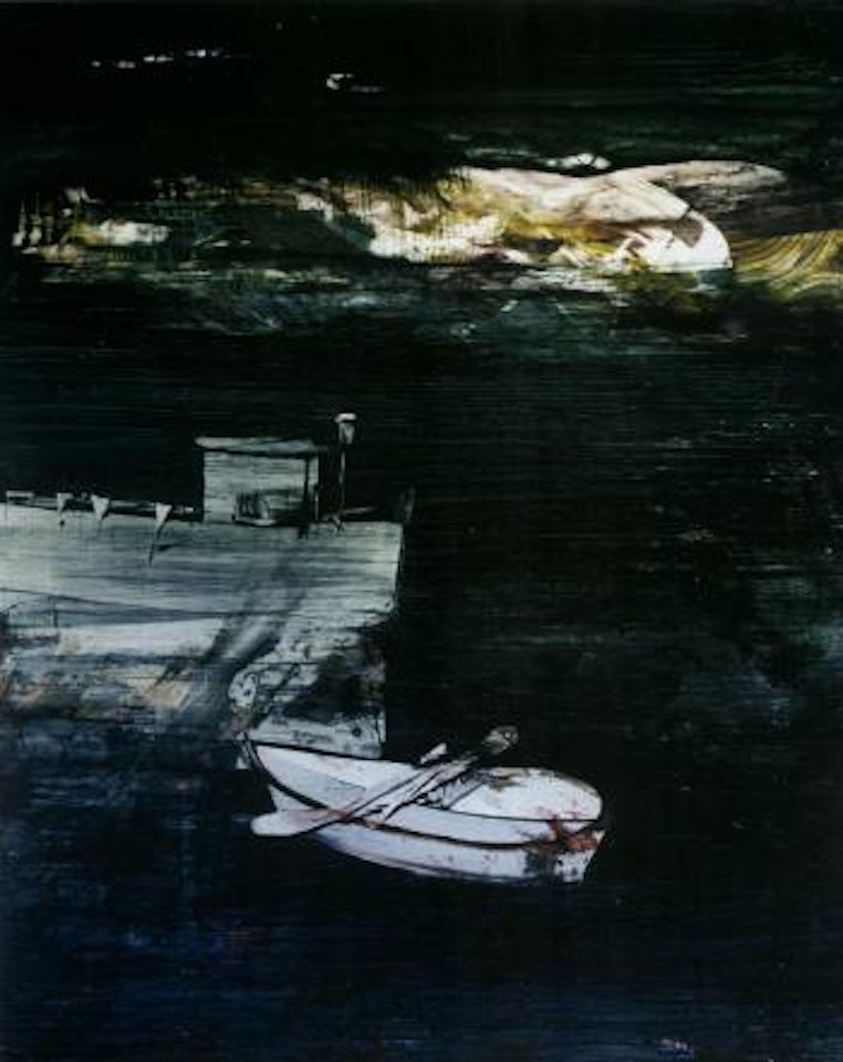 Pier and boat by Sidney Nolan