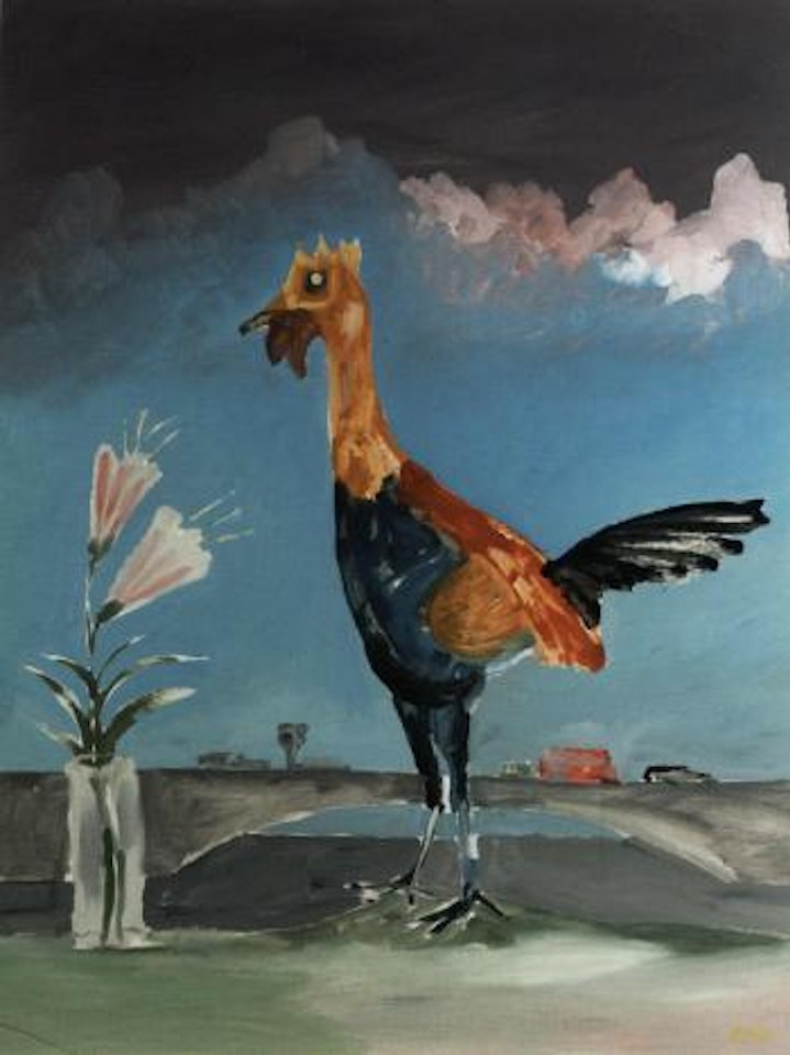 Cockerel with flowers, London bus by Sidney Nolan
