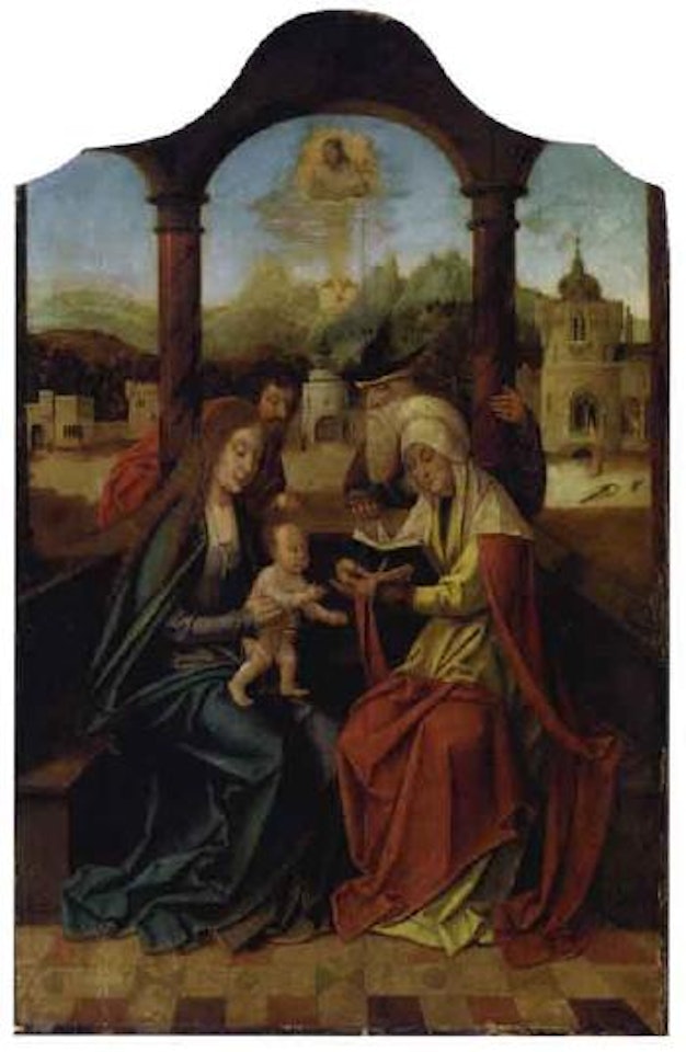 The Holy Family with saints Anne and Joachim by Master of the Holy Blood