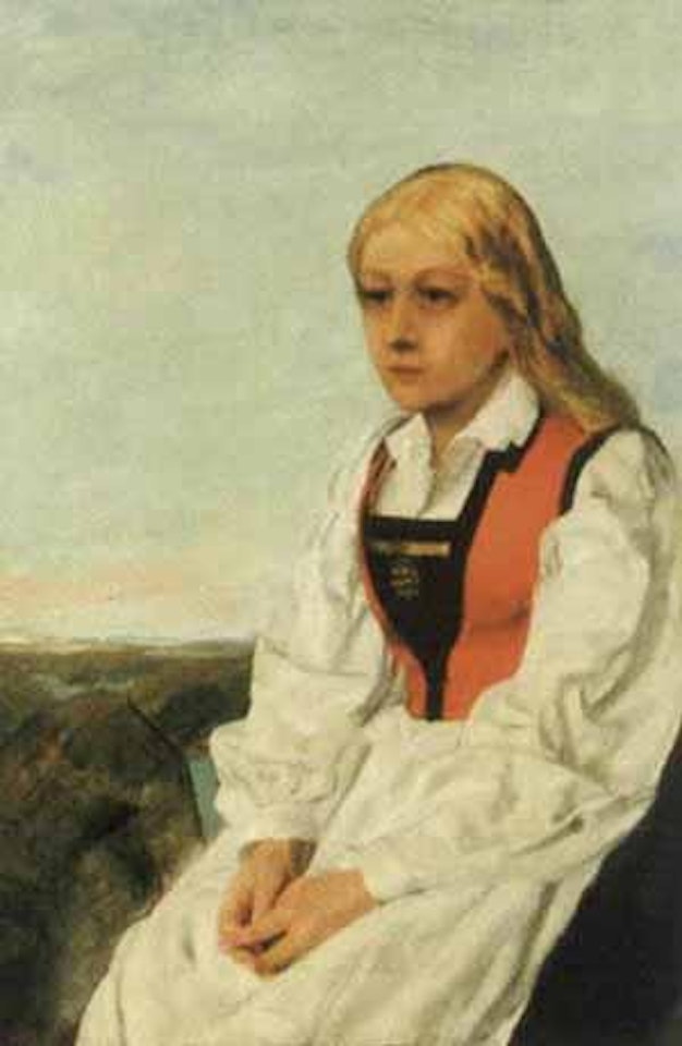 Girl wearing national costume by Christian Krohg