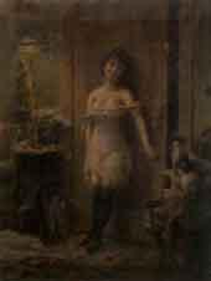Woman behind door by Hans Zatzka