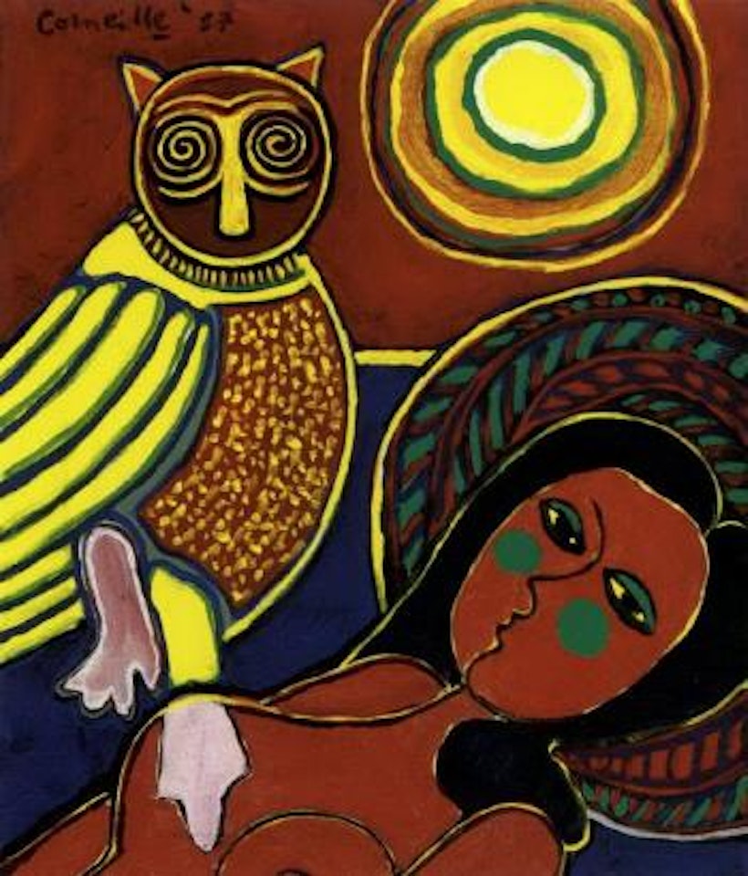 Chouette et femme by Corneille