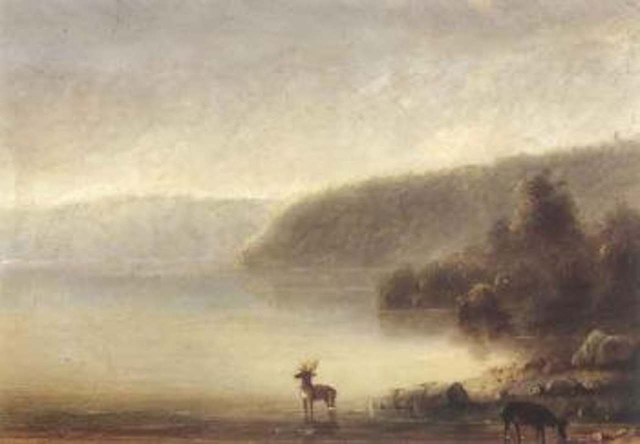 Landscape with elks by Alfred Jacob Miller