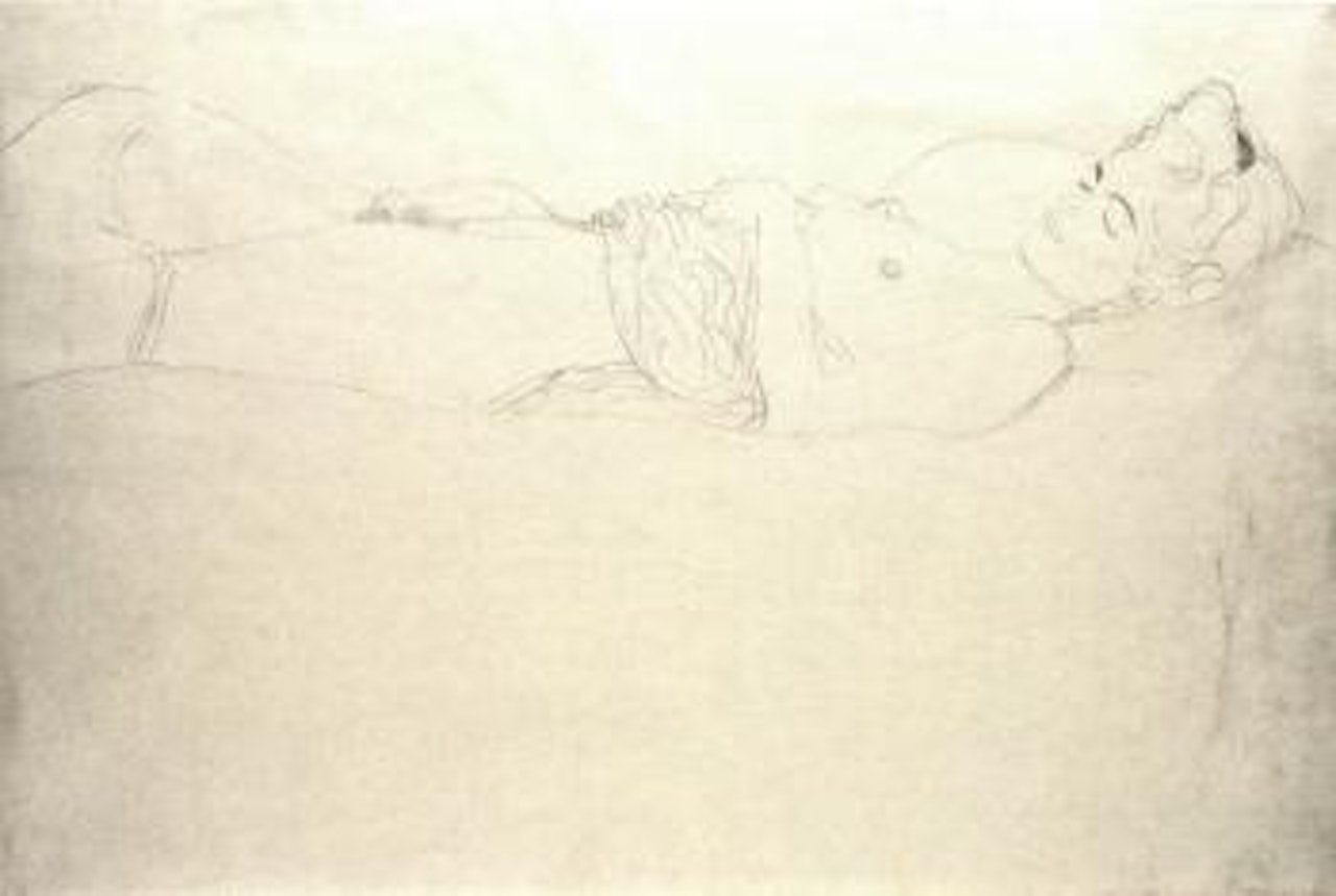 Liegender akt - Reclining nude by Gustav Klimt
