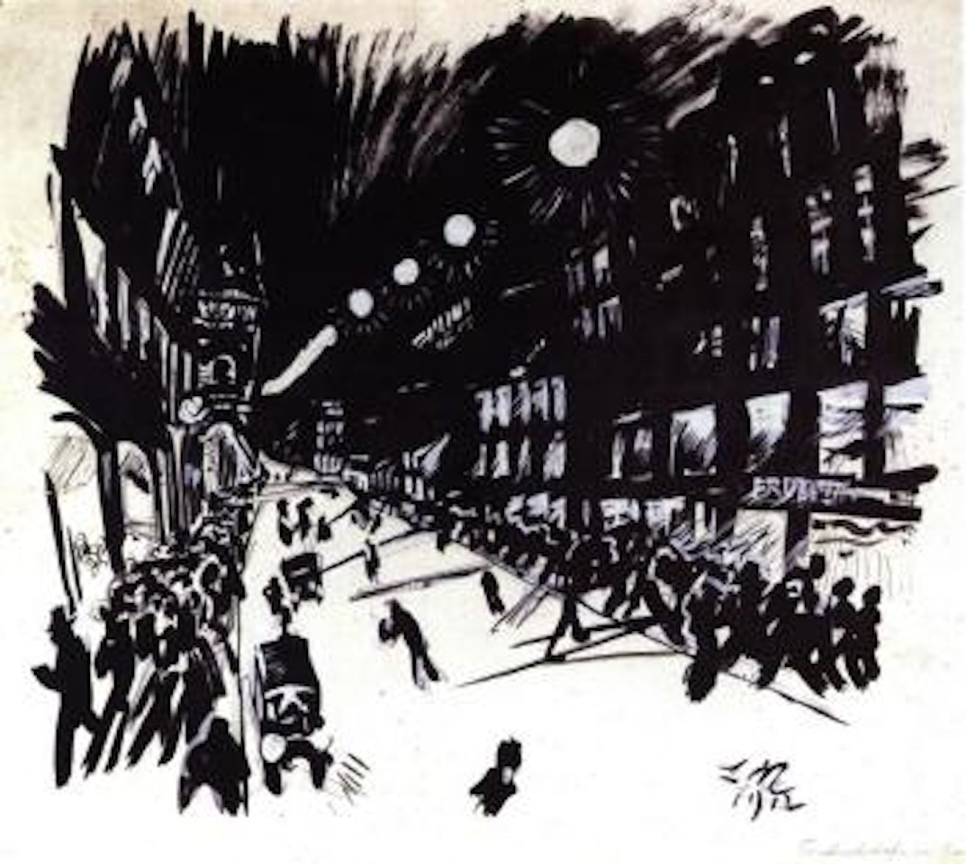 Friedrichstrasse in Berlin - night by Ludwig Meidner