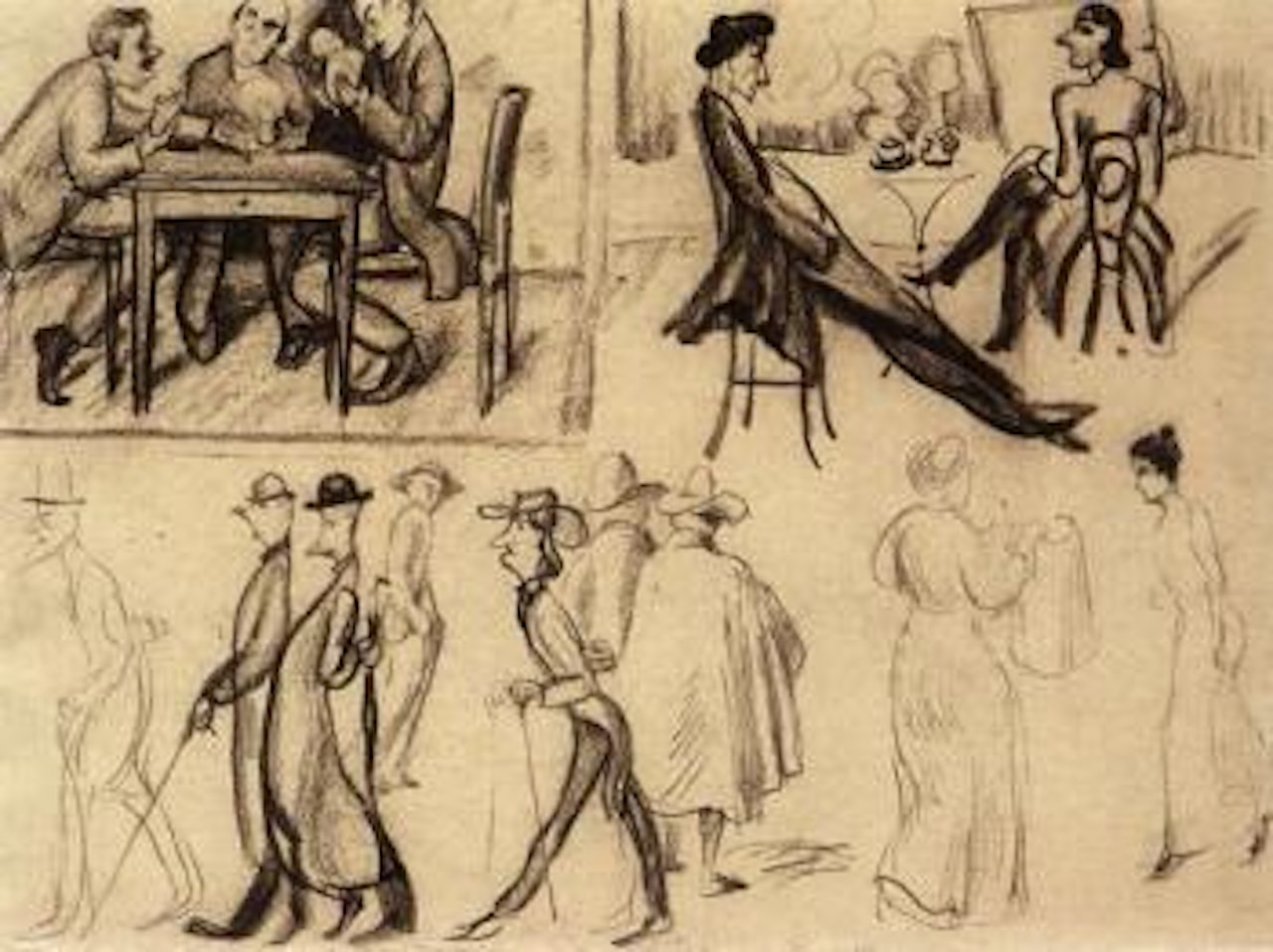 Humorous figure and groups of figures. Reading man by August Macke