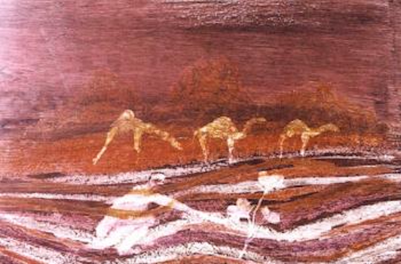 Figure and camels by Sidney Nolan