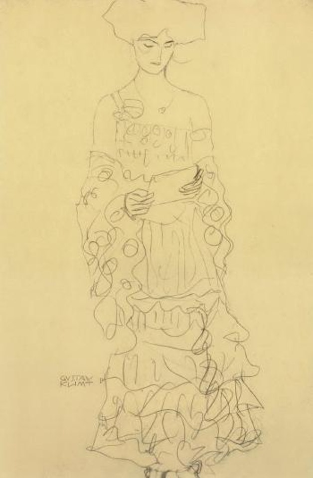 Reading or singing by Gustav Klimt