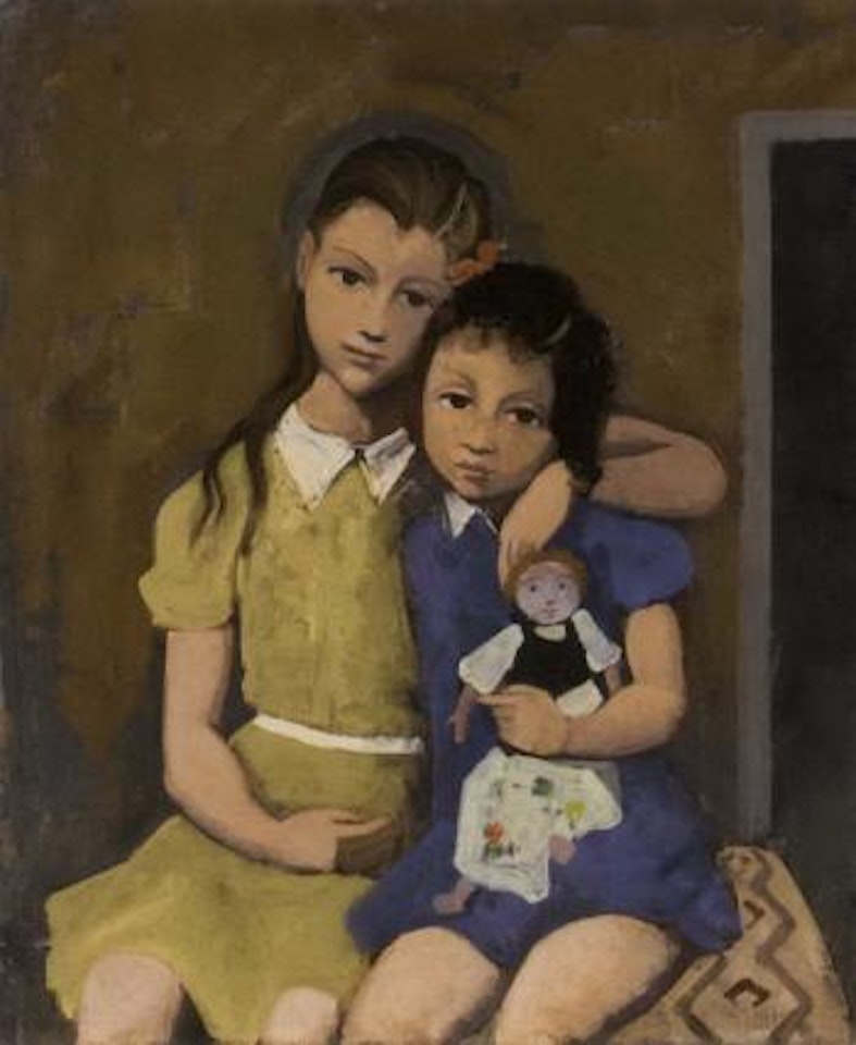 Two girls with doll by Karl Hofer