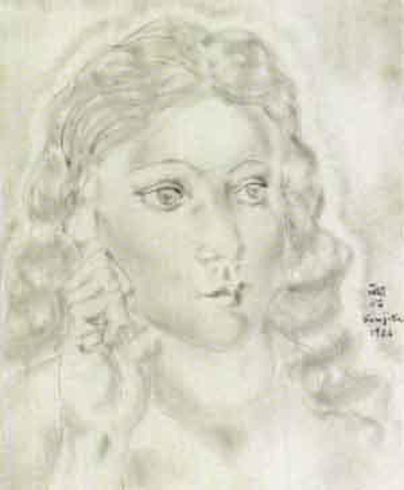 Femme blonde appuyee sur une main by Leonard Tsuguharu Foujita
