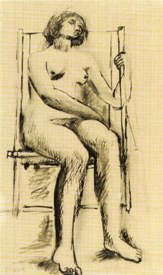 Girl in deckchair by Henry Moore