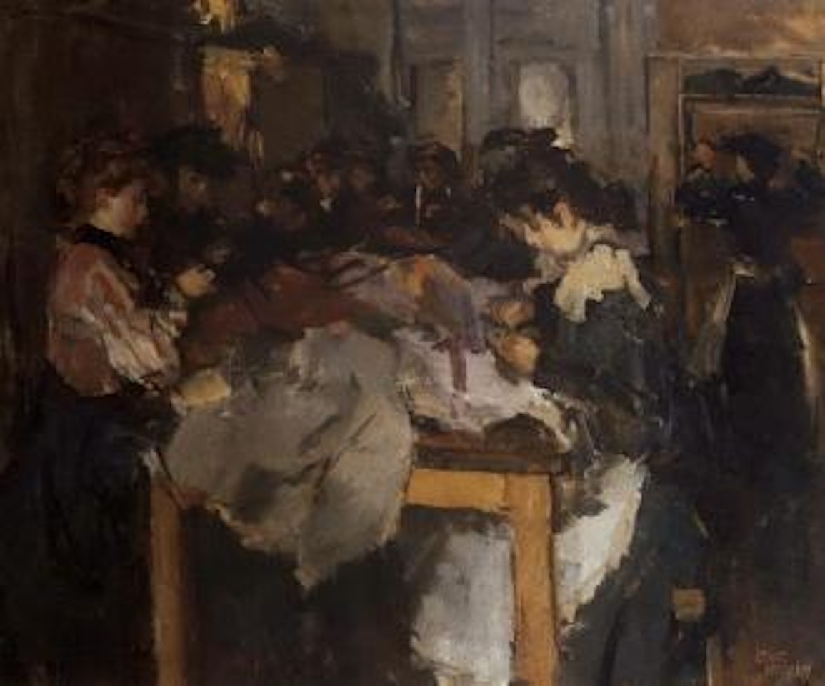Atelier costume naaisters by Isaac Israels