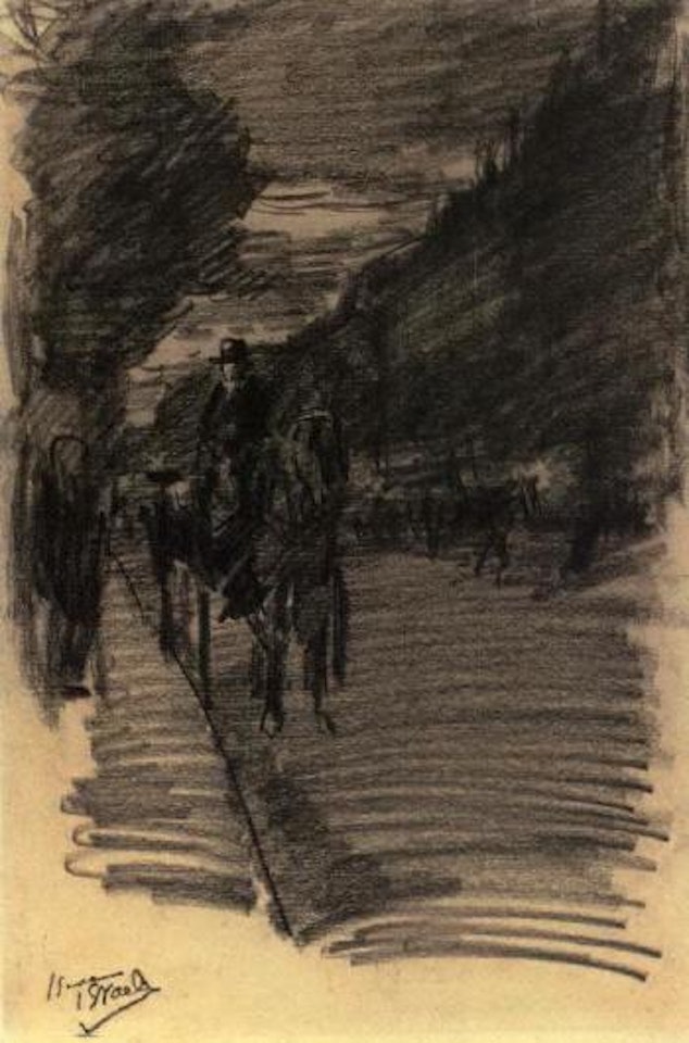 Horse drawn carriage in a park by Isaac Israels
