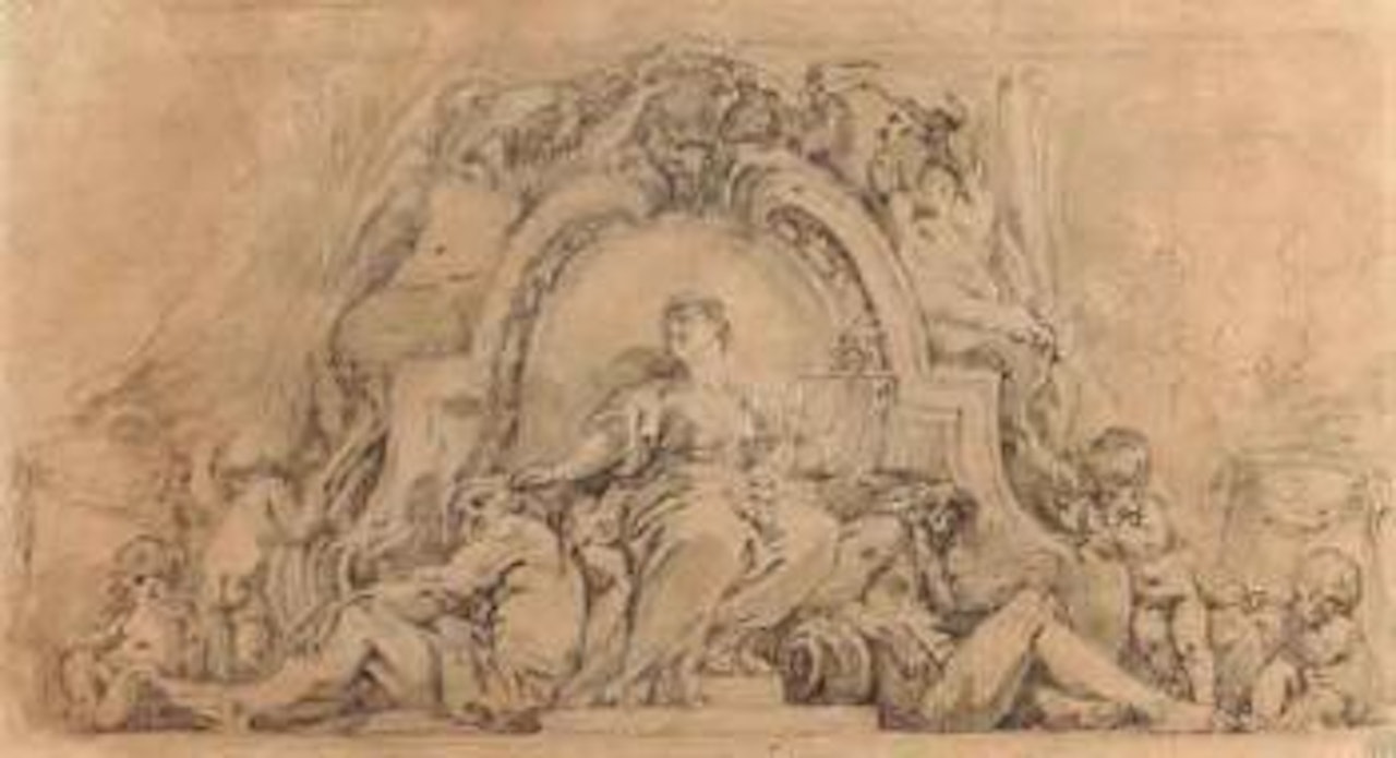 Allegory of Justice with River Gods, putti and Satyrs by Francois Boucher