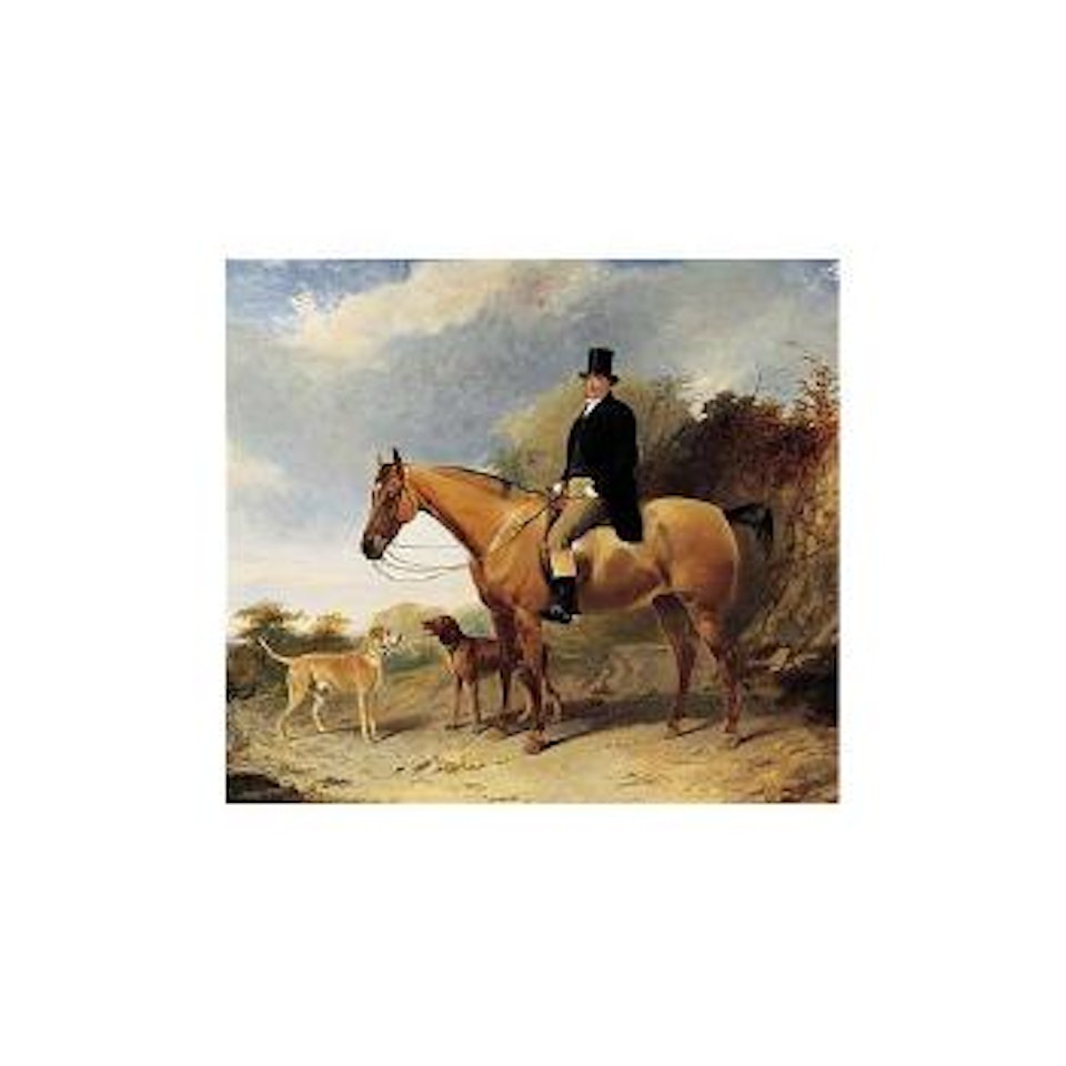 Edward Gibbon of Everton on a roan hunter with dogs by Richard Ansdell