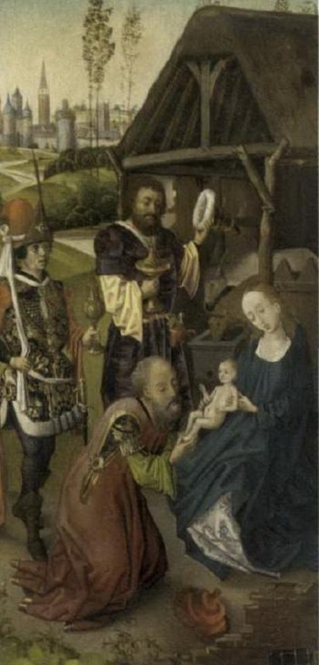 Adoration of the Magi. Saints George and Margaret of Antioch with a donor by German School