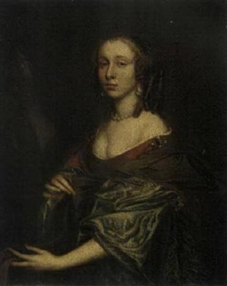 Portrait of a lady, in an orange dress by John Hayls